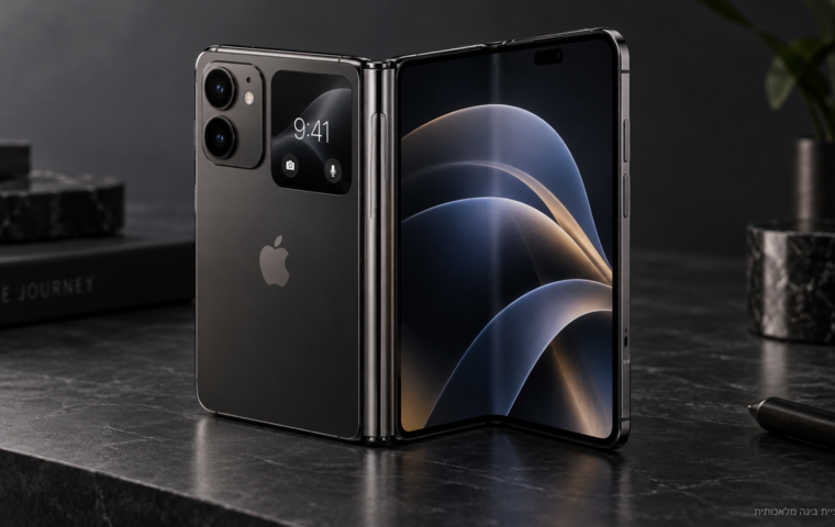 אילוסטרציית בינה מלאכותית ל-iPhone Duo, האייפון המתקפל הראשון של אפל