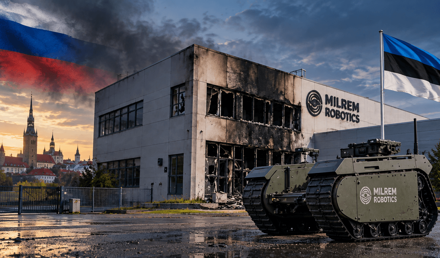 Milrem Robotics ואסטוניה – אילוסטרציית בינה מלאכותית על ההצתה והחשד לחבלה רוסית