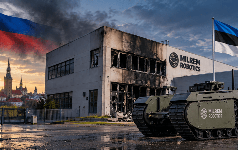 Milrem Robotics ואסטוניה – אילוסטרציית בינה מלאכותית על ההצתה והחשד לחבלה רוסית