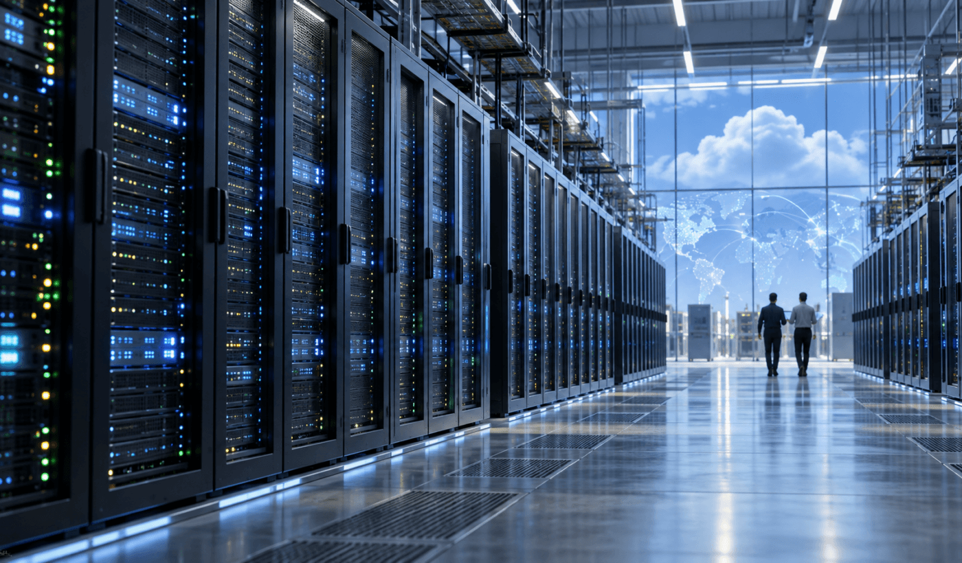 אילוסטרציה לעסקת Tencent ו-Oracle: מרכז נתונים ושרתי AI