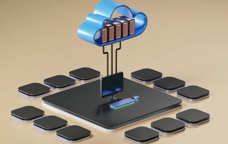המחשה של מחשוב ענן וטכנולוגיה